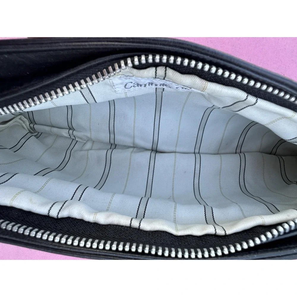 Y2K Cammie Hill‎ Black Leather Ruched Wristlet Clutch Bag 10.5